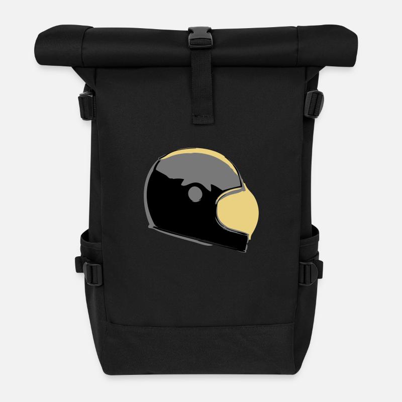 Retro Cafe Racer Helmet - Roll Top Backpack - black