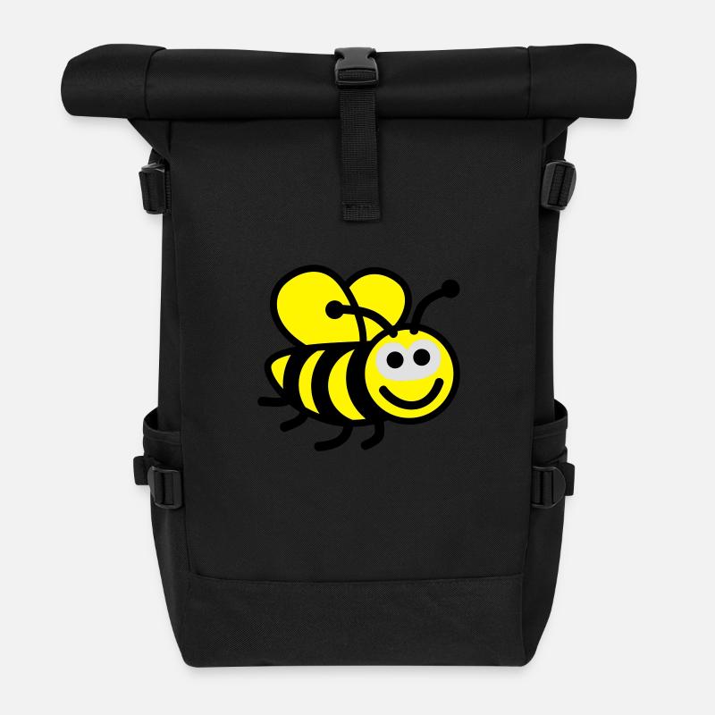 biene___f3 - Rolltop Rucksack - Schwarz