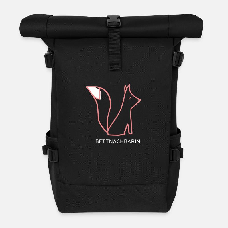 Bettnachbarin Fuchs links - Rolltop Rucksack - Schwarz