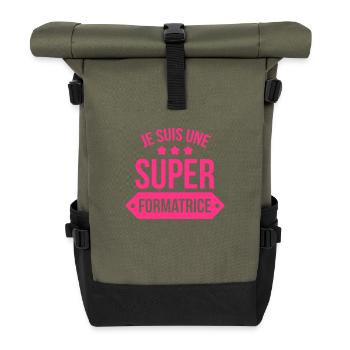 Formateur / Formatrice / Formation / Education - Sac à dos roll top - olive/noir - Devant