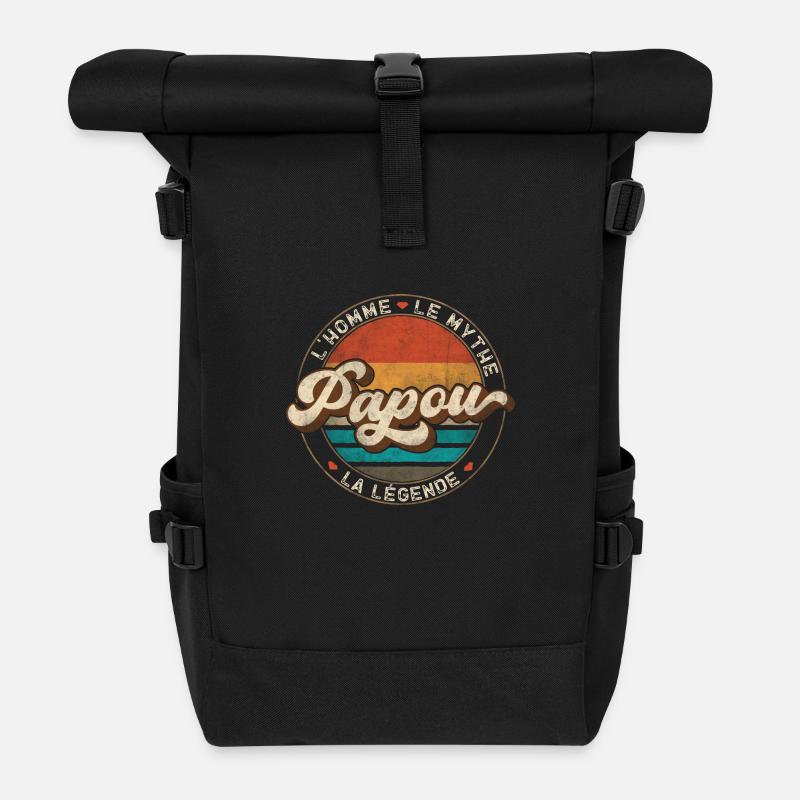 Papou L'Homme Le Mythe La Légende - Sac à dos roll top - noir