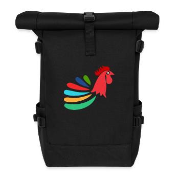 ROOSTER. HEN. CHICK. ANIMAL. ANIMALS. NATURE - Roll Top Backpack - black - Front