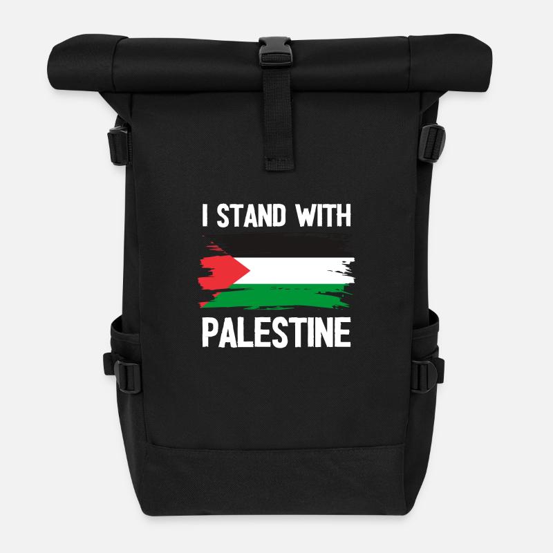 I STAND WITH Palestine - Roll Top Backpack - black
