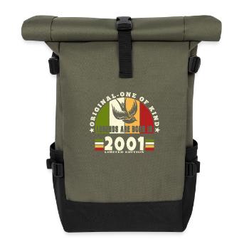 2001 Vintage Geburtstag Legende Geschenk - Rolltop Rucksack - Olive/Schwarz - Vorne
