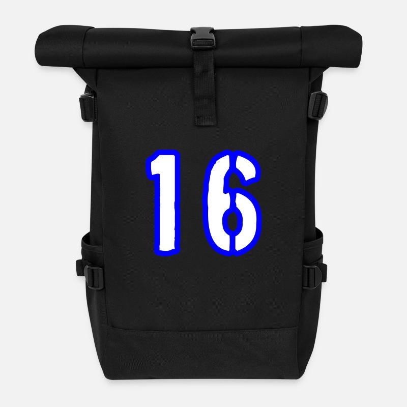 16 Number Symbol - Roll Top Backpack - black
