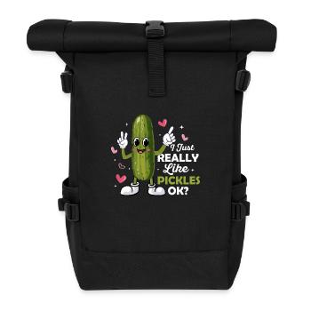 I Just Really Like Pickles, Ok? Cucumber Vegan Pic - Roll Top Backpack - black - Front