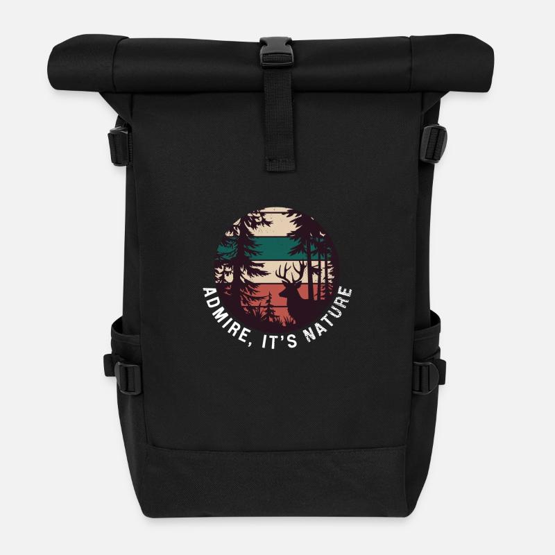 respirez c'est la nature - Sac à dos roll top - noir