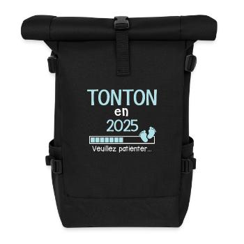 Tonton en 2025 cadeau futur tonton - Sac à dos roll top - noir - Devant