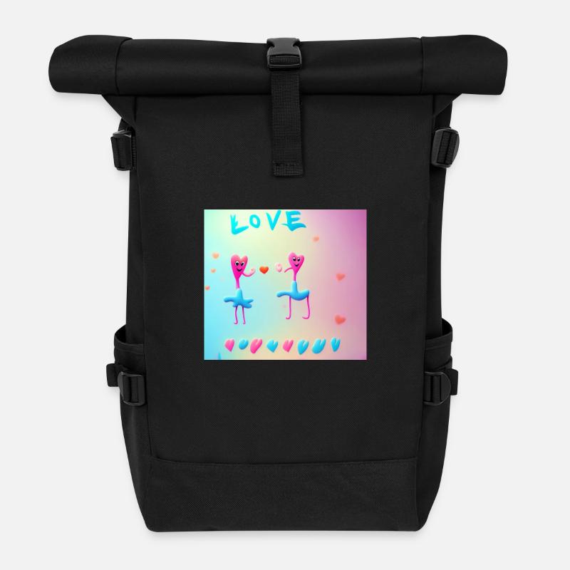 Autistic Art – Love - Roll Top Backpack - black