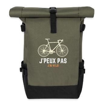 ICH KANN KEIN FAHRRAD HABEN - HUMOR - PINK - Rolltop Rucksack - Olive/Schwarz - Vorne
