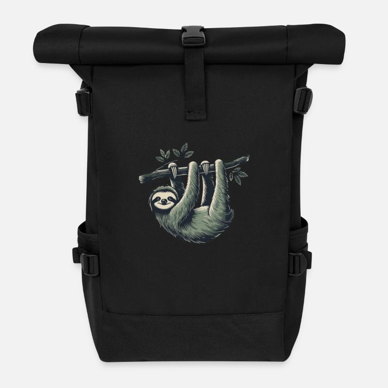 Faultier - Rolltop Rucksack - Schwarz