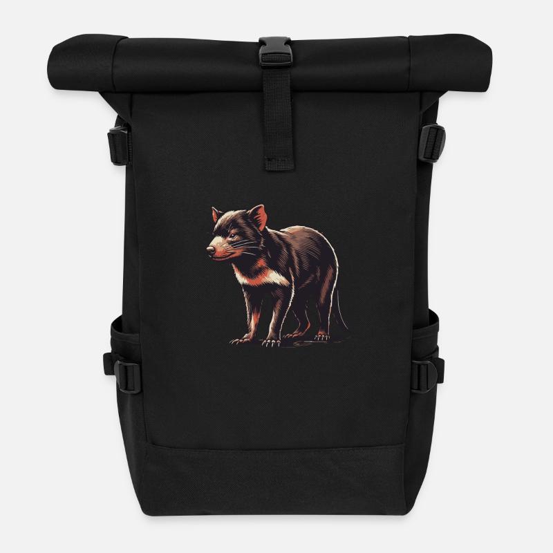 Tasmanischer Teufel - Rolltop Rucksack - Schwarz