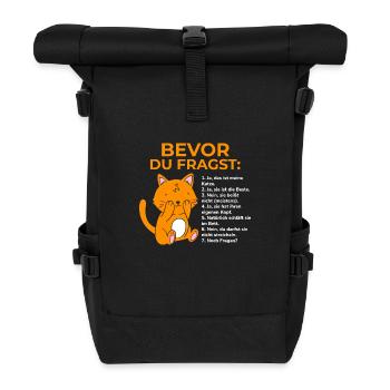 Bevor Du Fragst Das Ist Meine Katze - Rolltop Rucksack - Schwarz - Vorne