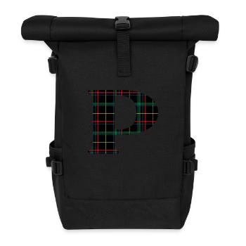 Monogramm p schottischer Tartan - Rolltop Rucksack - Schwarz - Vorne