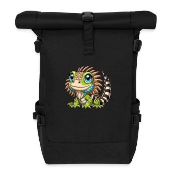 Leguan-Kind - Rolltop Rucksack - Schwarz - Vorne