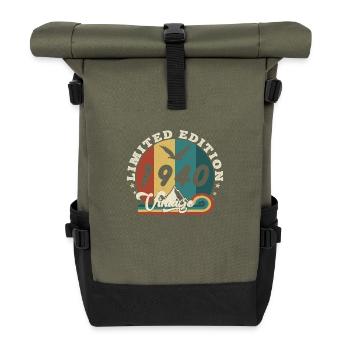 Jahrgang 1941 Retro - Bestseller - Rolltop Rucksack - Olive/Schwarz - Vorne