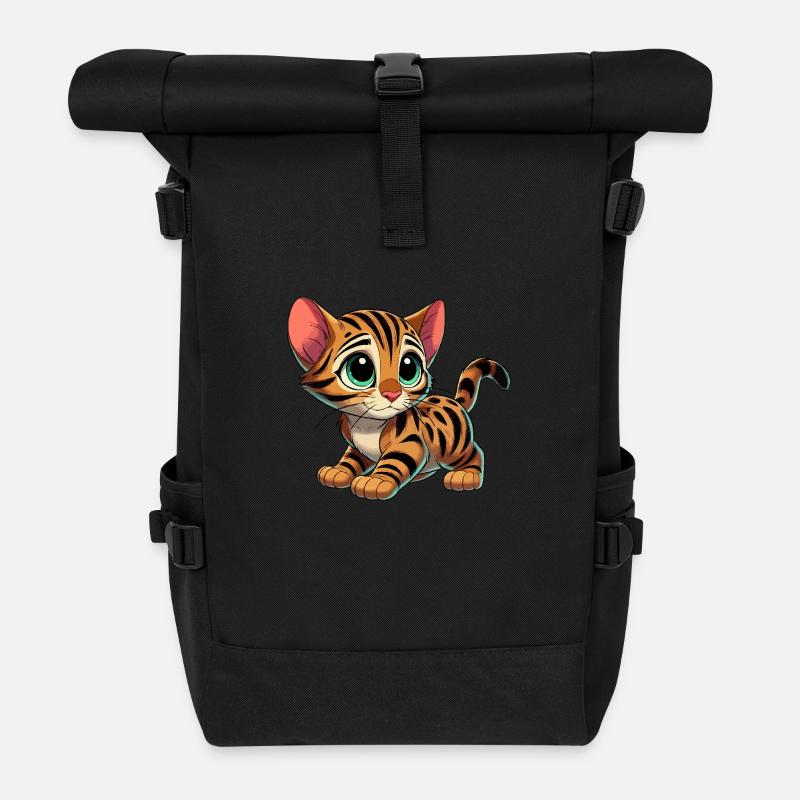 Bébé chat Bengal - Sac à dos roll top - noir