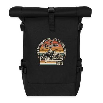 Vintage Born In 2019 | 6th Anniversary Gift 2019 - Roll Top Backpack - black - Front