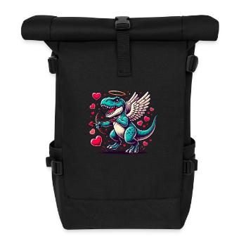 T-Rex mit Pfeil und Bogen Dinosaurier Valentinstag - Rolltop Rucksack - Schwarz - Vorne