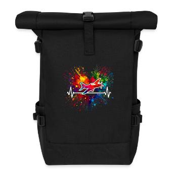 RC Modellflug Herzschlag - Rolltop Rucksack - Schwarz - Vorne