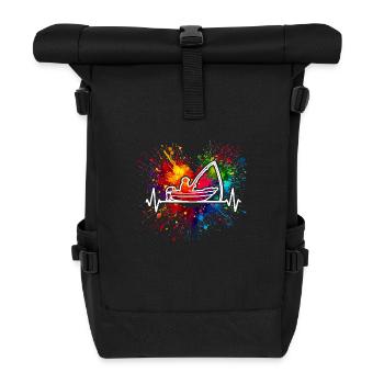 Fischer Herzschlag Farbspritzer Angler - Rolltop Rucksack - Schwarz - Vorne