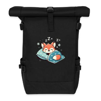 Fox Sleeping In Bed At Night Time - Rolltop Rucksack - Schwarz - Vorne