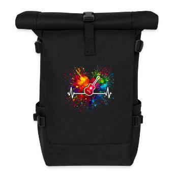 Gitarre Herzschlag - Rolltop Rucksack - Schwarz - Vorne