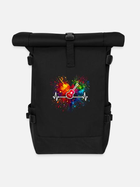 Gitarre Herzschlag - Rolltop Rucksack - Schwarz