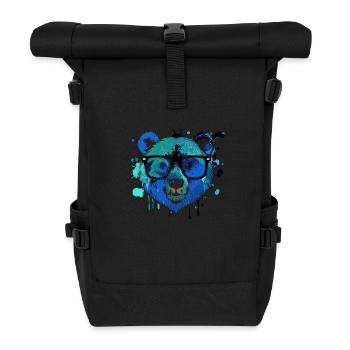 Bär,graffiti ,malerei , bunt,Nerd - Rolltop Rucksack - Schwarz - Vorne