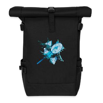 badminton,badminton, colorful, painting,graffiti,blue - Roll Top Backpack - black - Front