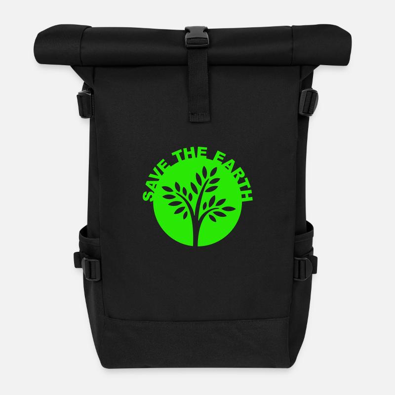 savetheearth03 - Sac à dos roll top - noir