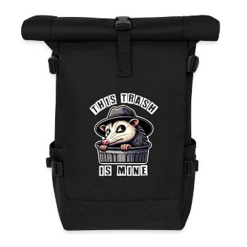 Trash possum with hat looking out of the garbage can - Roll Top Backpack - black - Front