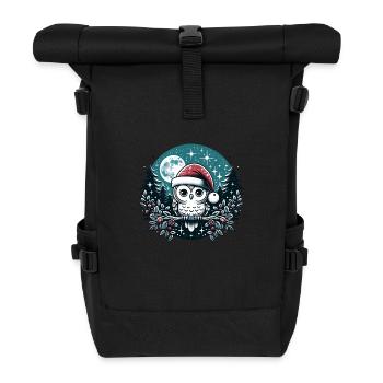 Petit hibou de Noël avec chapeau de Père Noël - Sac à dos roll top - noir - Devant