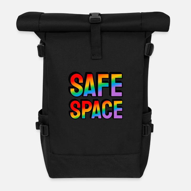 Safe space arc-en-ciel texte Mois de la fierté LGBT - Sac à dos roll top - noir