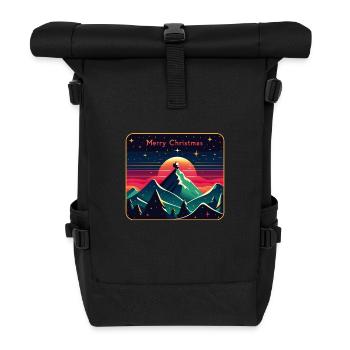 Père Noël sur la montagne avec ciel étoilé - Sac à dos roll top - noir - Devant