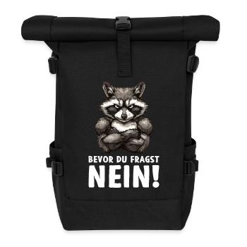 Waschbär Raccoon Wald Natur Bevor du fragst Nein - Rolltop Rucksack - Schwarz - Vorne