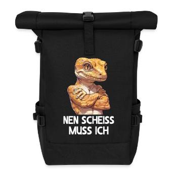 Gecko reptiles lizard I have to give a shit - Roll Top Backpack - black - Front