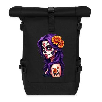 Dia de los Muertos tête femme Mexique sugar skull - Sac à dos roll top - noir - Devant