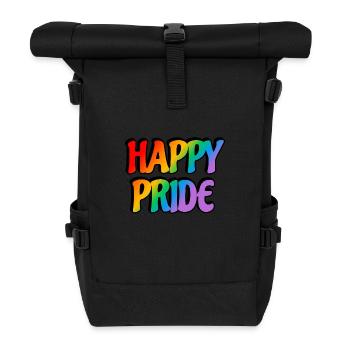 Texte arc-en-ciel Happy Pride - Sac à dos roll top - noir - Devant