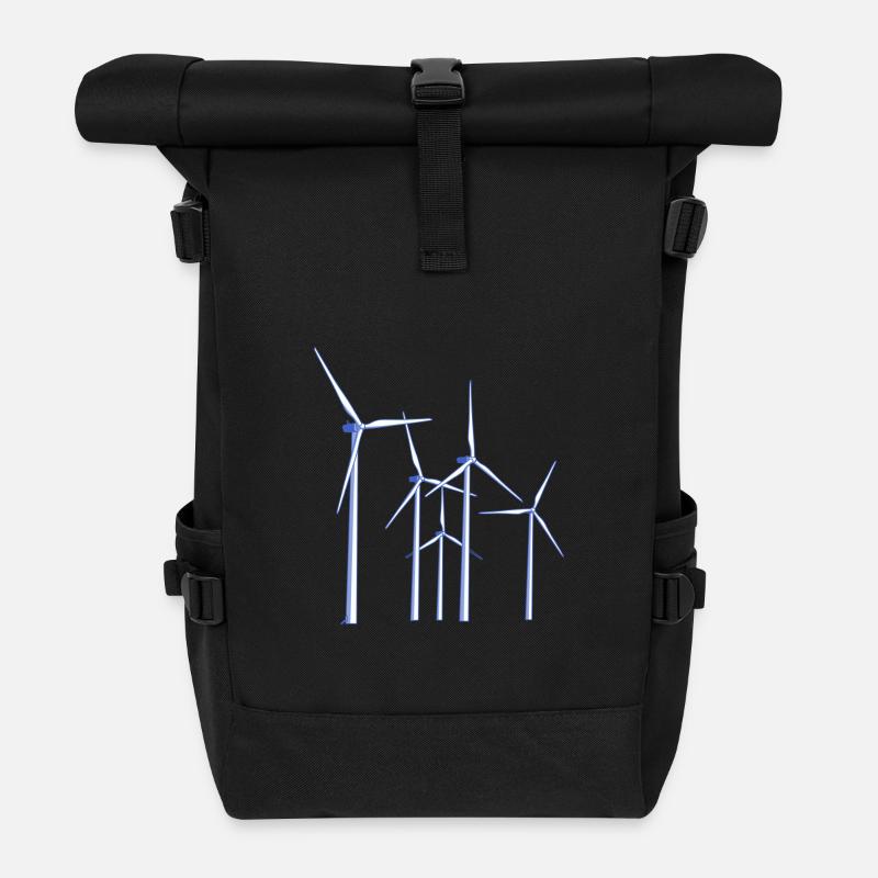 Windräder - Rolltop Rucksack - Schwarz