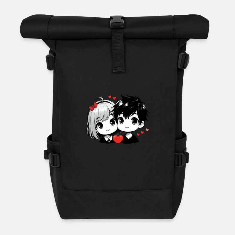 Süßes Paar Liebhaber - Rolltop Rucksack - Schwarz