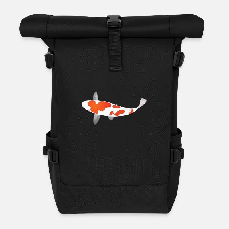 Carpe Koï - Blanche et Rouge - Sac à dos roll top - noir