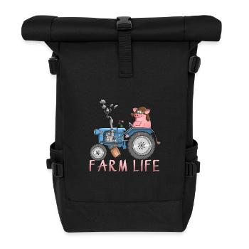 Lustiger Bauernhof - farm life - Rolltop Rucksack - Schwarz - Vorne