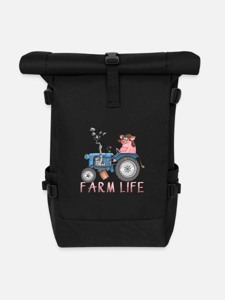 Ferme drôle - vie à la ferme - Sac à dos roll top - noir