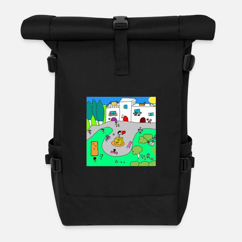 Kuoro village - Roll Top Backpack - black