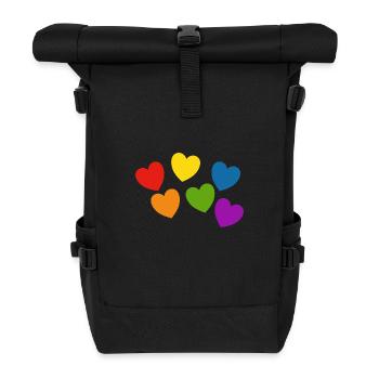 Rainbow hearts Pride - Roll Top Backpack - black - Front