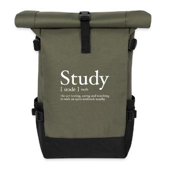 Studiendefinition Lustiges Design für College-Studenten - Rolltop Rucksack - Olive/Schwarz - Vorne