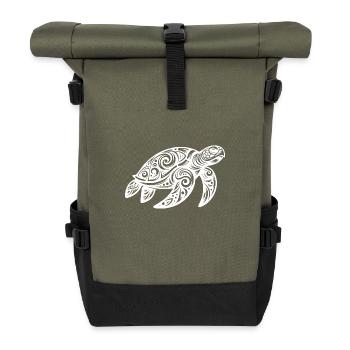 Ornamental beauty of a sea turtle - Roll Top Backpack - olive/black - Front