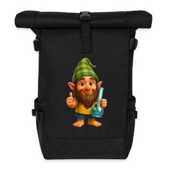 Cooler Zwerg mit Bong Cannabis Weed Marijuana - Rolltop Rucksack - Schwarz - Vorne
