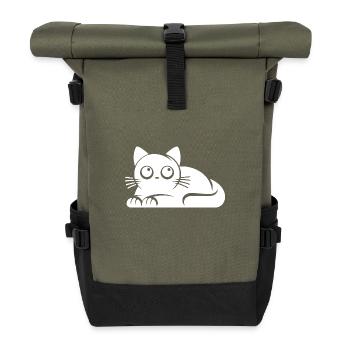 Innocent Cat Humor Cats Drawing - Roll Top Backpack - olive/black - Front